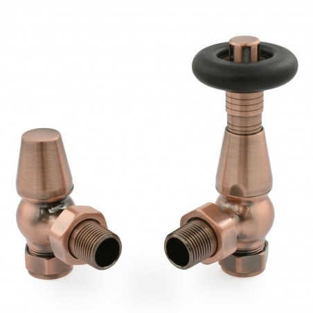 Jaguar Angled Radiator Valves - Antique Copper