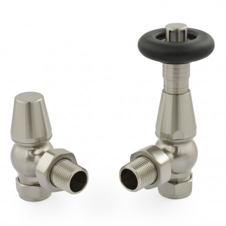 Jaguar Angled Radiator Valves - Brushed Nickel