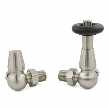 Jaguar Corner Radiator Valves - Brushed Nickel