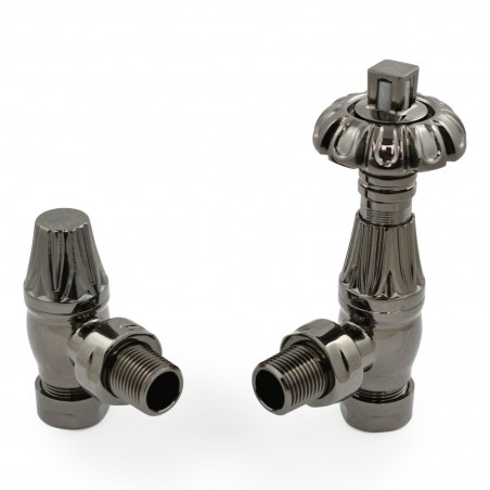 Poppy Angled Radiator Valves - Black Nickel