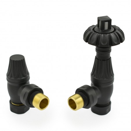 Poppy Angled Radiator Valves - Textured Black