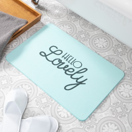 Hello Lovely Aqua Blue Stone Non Slip Bath Mat