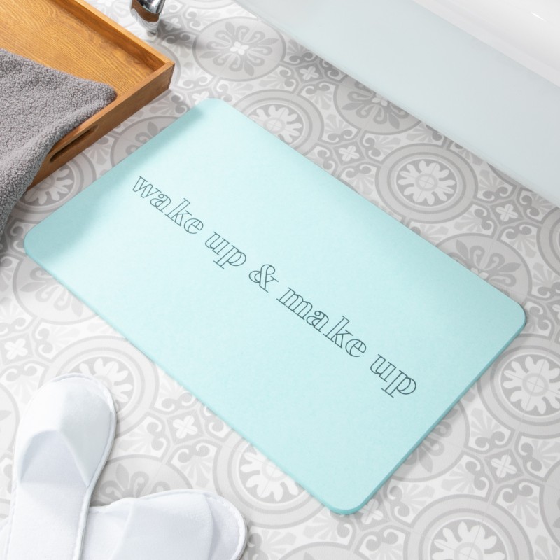 Wake Up & Make Up Aqua Blue Stone Non Slip Bath Mat Wake Up & Make Up Aqua Blue Stone Non Slip Bath Mat