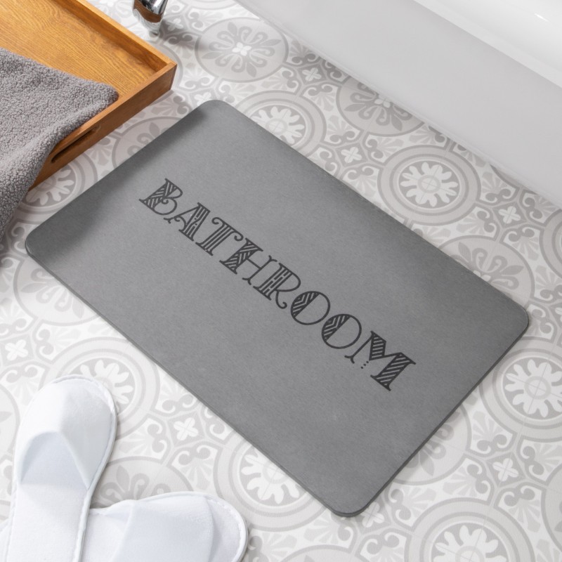 Bathroom Grey Stone Non Slip Bath Mat