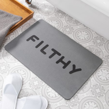 Filthy Grey Stone Non Slip Bath Mat