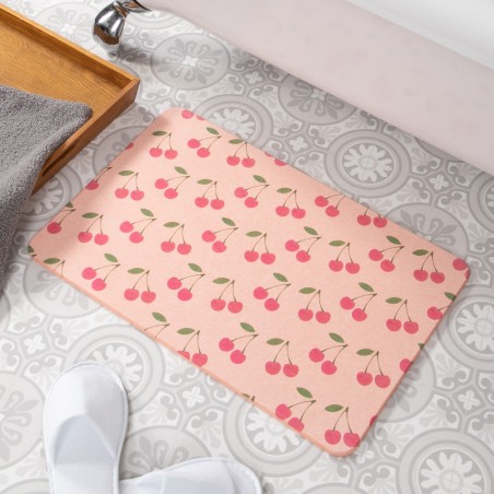 Cherries Pink Stone Non Slip Bath Mat