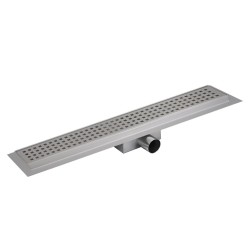 Rectangular Stainless Steel Wet Room Drain - Square Patterned Design Side View