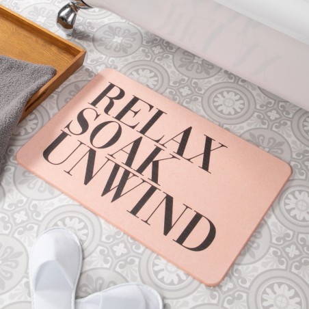 Relax Soak Unwind Pink Stone Non Slip Bath Mat