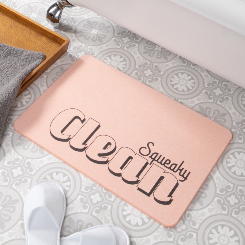 Squeaky Clean Pink Stone Non Slip Bath Mat Squeaky Clean Pink Stone Non Slip Bath Mat