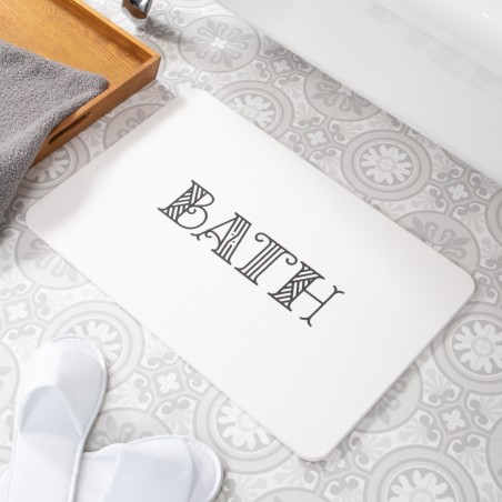 Bath White Stone Non Slip Bath Mat