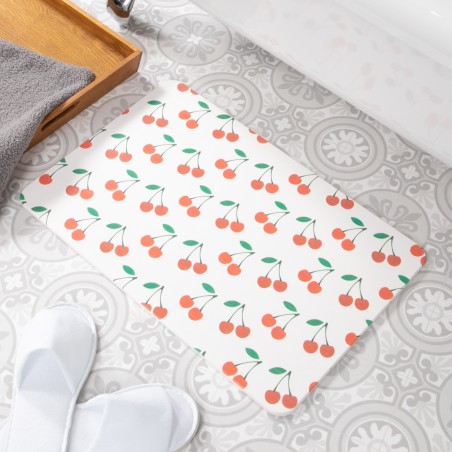 Cherries White Stone Non Slip Bath Mat