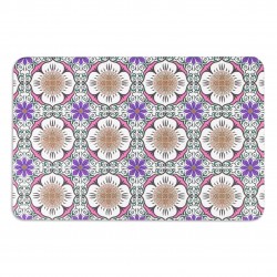 Flower Pattern White Stone Non Slip Bath Mat