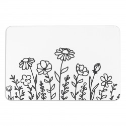 Flower Lines White Stone Non Slip Bath Mat