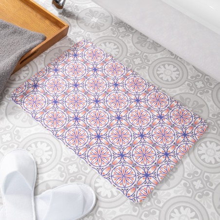 Geometric White Stone Non Slip Bath Mat