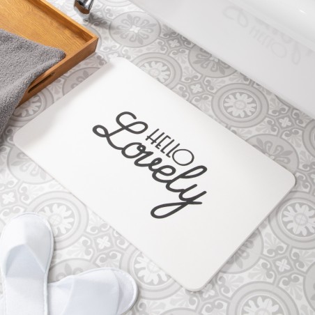 Hello Lovely White Stone Non Slip Bath Mat