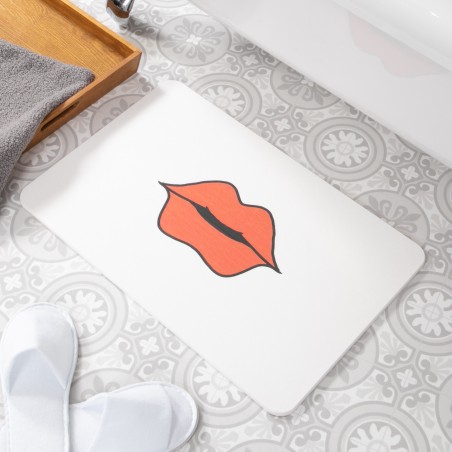 Lips White Stone Non Slip Bath Mat