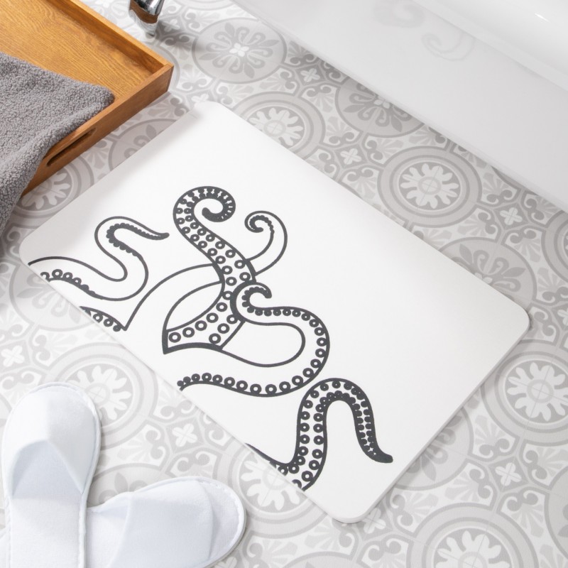 Octopus Tentacles White Stone Non Slip Bath Mat Octopus Tentacles White Stone Non Slip Bath Mat