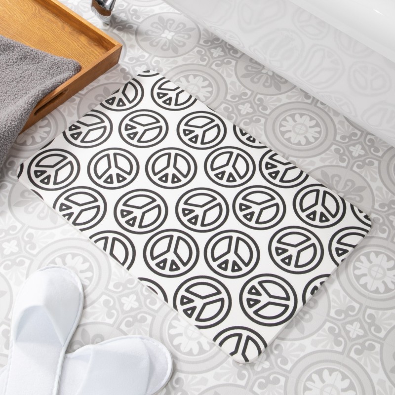 Peace White Stone Non Slip Bath Mat Peace White Stone Non Slip Bath Mat