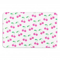 Pink Cherries White Stone Non Slip Bath Mat