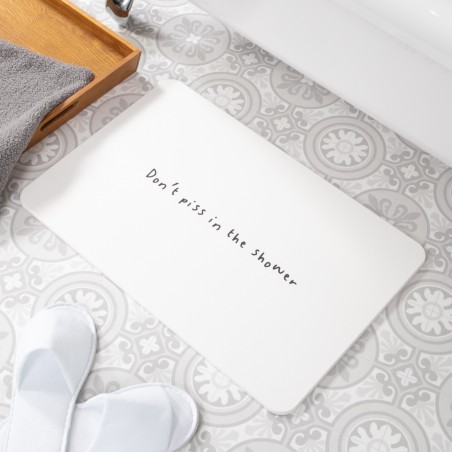 Don't Piss In The Shower White Stone Non Slip Bath Mat