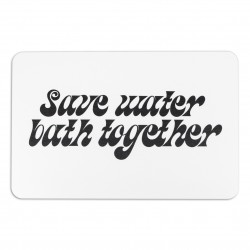 Save Water Shower Together White Stone Non Slip Bath Mat