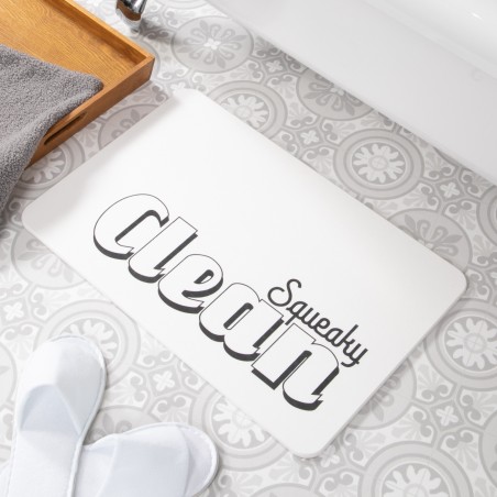 Squeaky Clean White Stone Non Slip Bath Mat