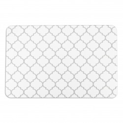 Grey Trellis White Stone Non Slip Bath Mat