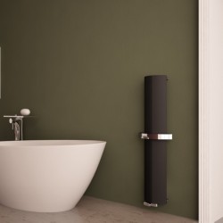 Carisa Nixie Bath Black Aluminium Designer Towel Rail - 205 x 1200mm - Installed