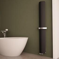 Carisa Nixie Bath Black Aluminium Designer Towel Rail - 205 x 1800mm - Installed