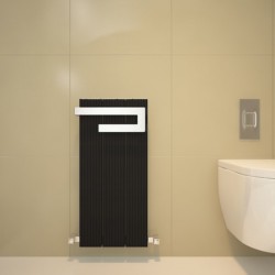 Carisa Elvino Bath Black Designer Towel Rail - 370 x 800mm - Installed