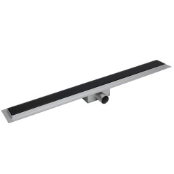 Rectangular Stainless Steel Wet Room Drains - Glass Top Side View
