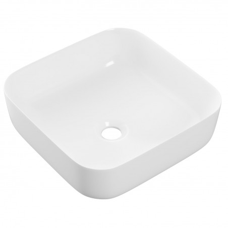 Lucca 400mm Matt White Ceramic Square Washbowl & Waste