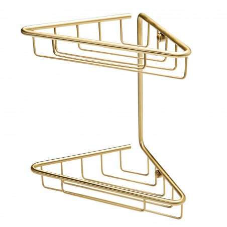 Crux 2-Tier Corner Shower Storage - Brushed Brass