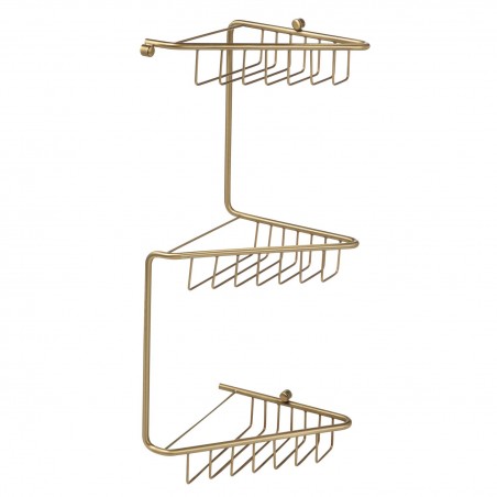 Crux 3-Tier Corner Shower Storage - Brushed Brass