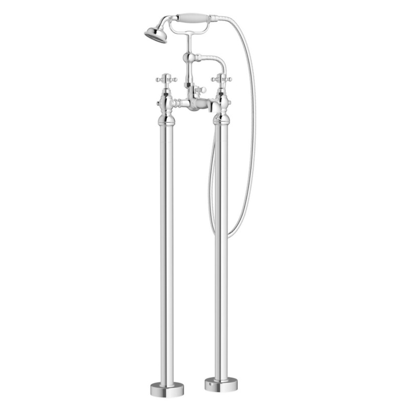 Justify Floor Standing Bath/Shower Mixer With Shower Kit - Chrome