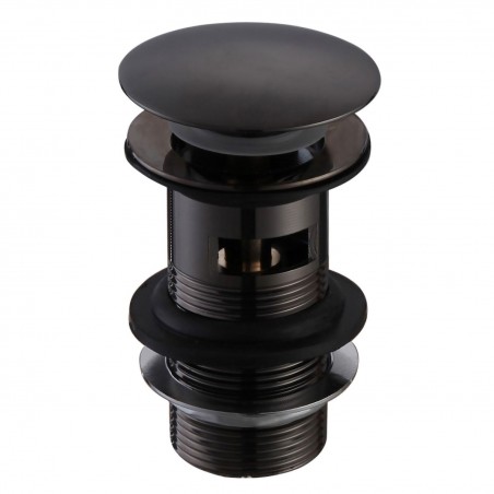 Basin Push Button Waste (Slotted) - Matt Black