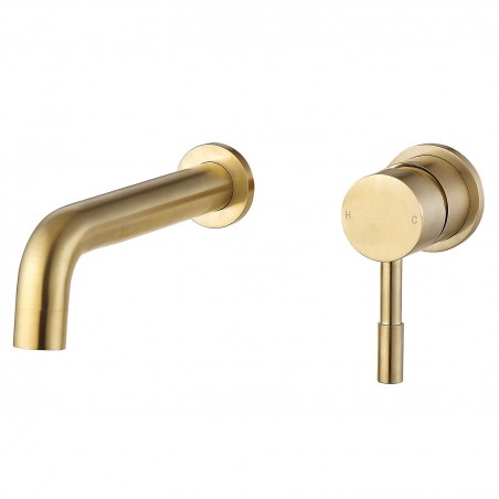 Winx Mono Wall Mounted Basin Tap - Brushed Brass