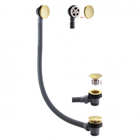 Sprung Bath Waste & Overflow - Brushed Brass