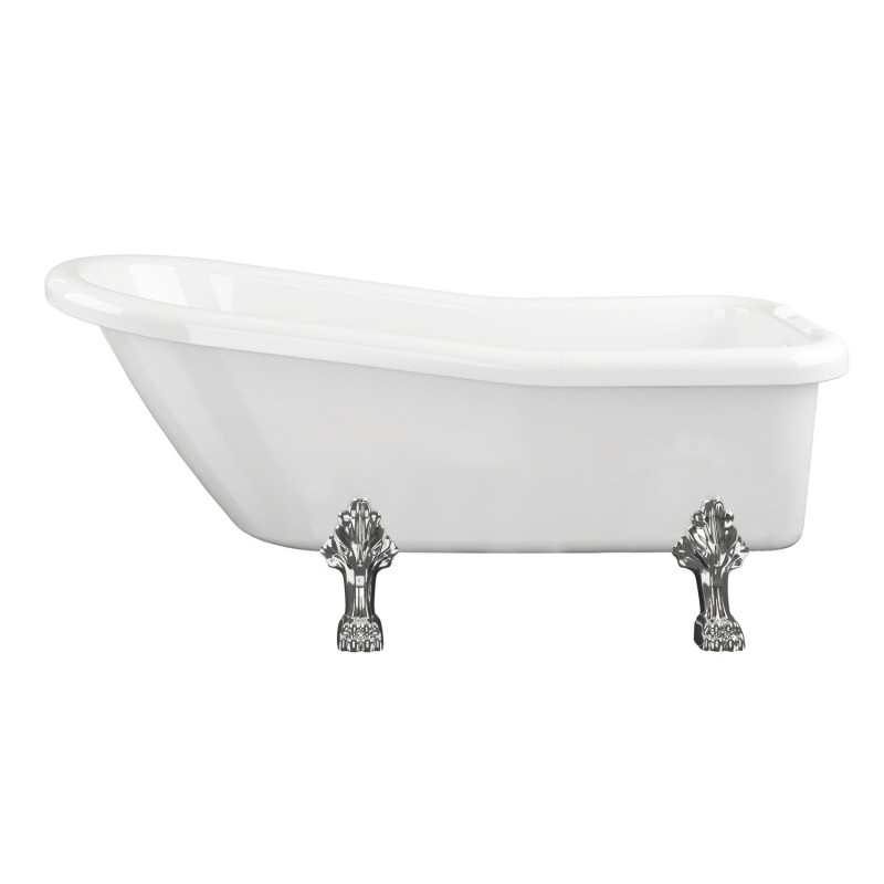 Cortina Freestanding 1530mm(l) x 670mm(w) x 760mm(h) 2 Tap Hole Bath With Feet - White