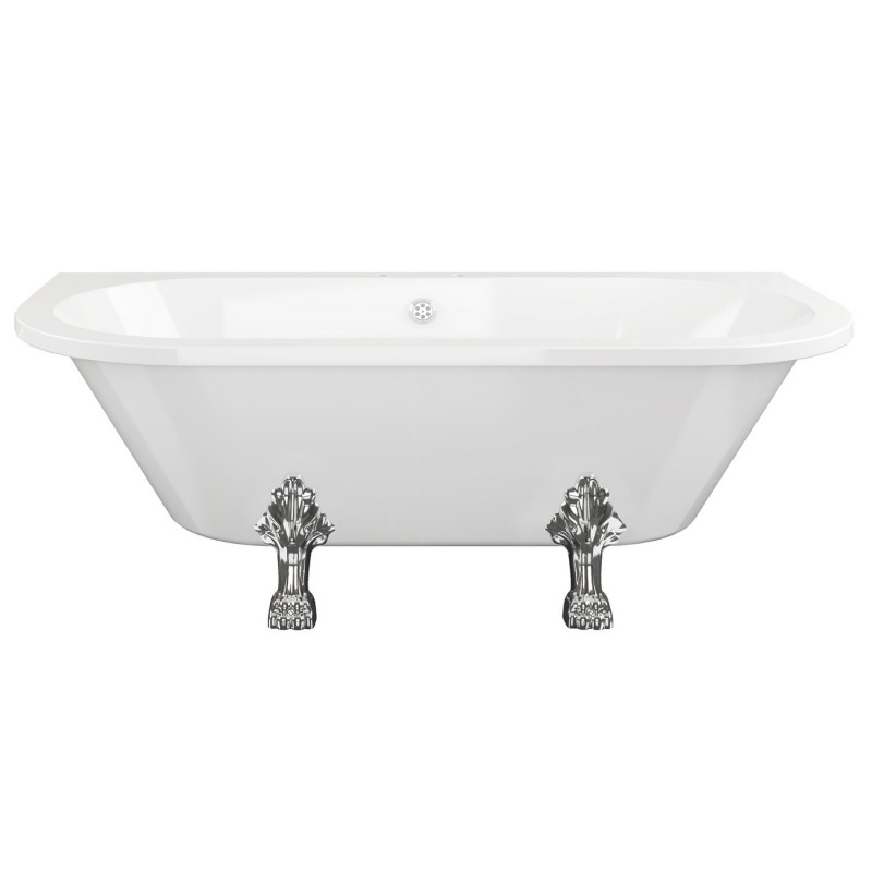 Sonata Freestanding Back To Wall 1700mm(l) x 800mm(w) x 600mm(h) 2 Tap Hole Bath With Feet - White