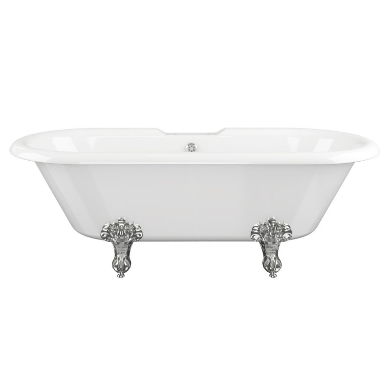 Rondo Freestanding 1690mm(l) x 740mm(w) x 620mm(h) 2 Tap Hole Bath With Feet - White