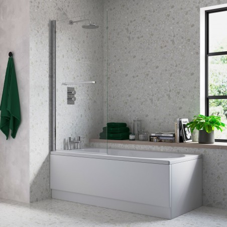Single Straight Edge Bath Screen With Rail