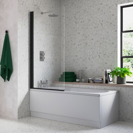 Single Straight Bath Screen - Black