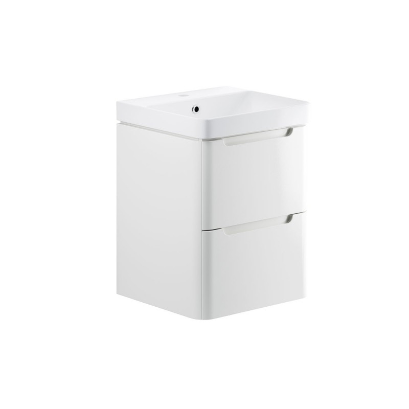 Kyoto 500mm(w) 2 Drawer Wall Hung Cloakroom Basin Unit - White Gloss
