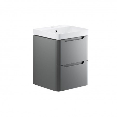 Kyoto 500mm(w) 2 Drawer Wall Hung Cloakroom Basin Unit - Matt Grey