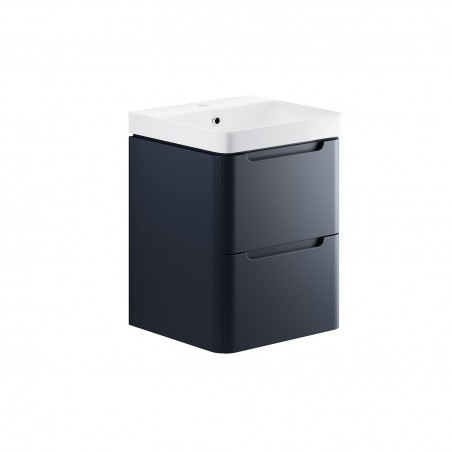 Kyoto 500mm(w) 2 Drawer Wall Hung Cloakroom Basin Unit - Matt Indigo