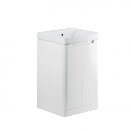 Kyoto 500mm(w) 2 Door Floor Standing Cloakroom Basin Unit - White Gloss