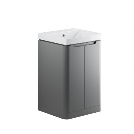 Kyoto 500mm(w) 2 Door Floor Standing Cloakroom Basin Unit - Matt Grey