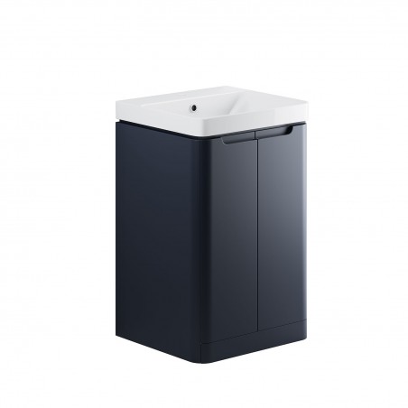 Kyoto 500mm(w) 2 Door Floor Standing Cloakroom Basin Unit - Matt Indigo