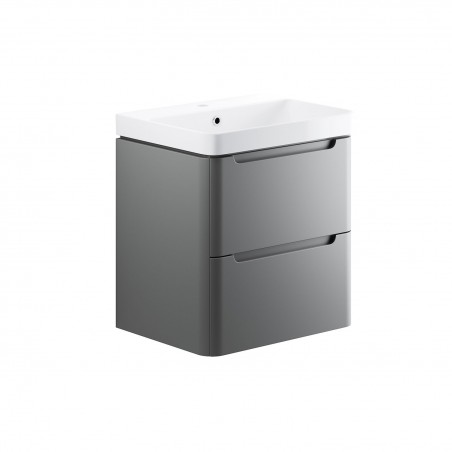 Kyoto 600mm(w) 2 Drawer Wall Hung Basin Unit - Matt Grey
